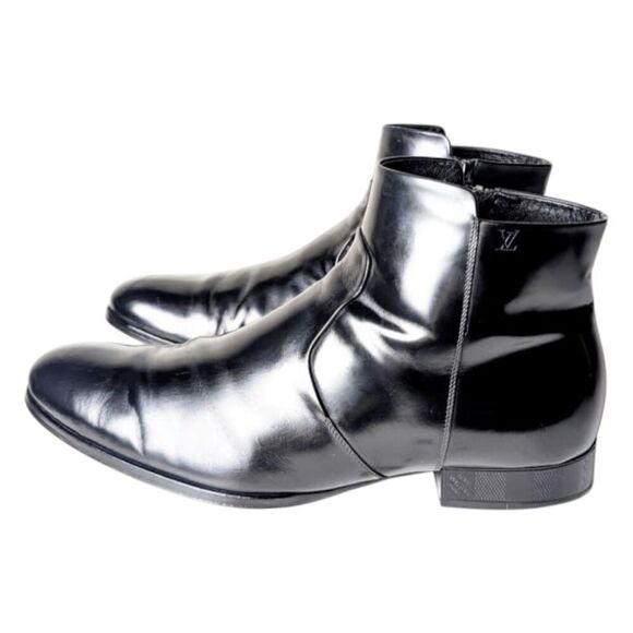LOUIS VUITTON Minister Black Leather Chelsea Boot Size 11 - Picture 2 of 13